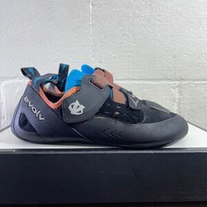 Evolv Kronos Rock Climbing Shoes Black Orange Blue Hook & Loop Men's 10 US/9 UK